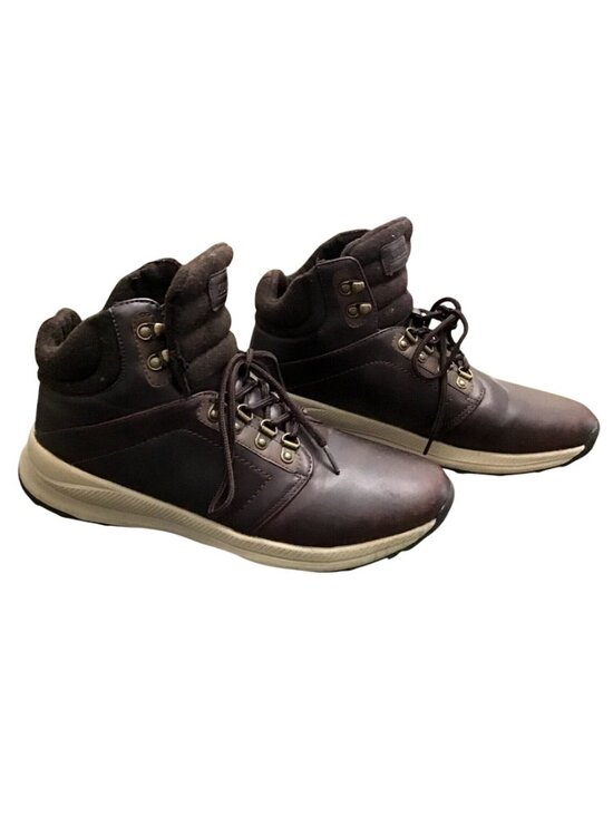 KHOMBU MENS BROWN ALMOND TOE SNEAKER SYNTHETIC BOOTS SIZE 11